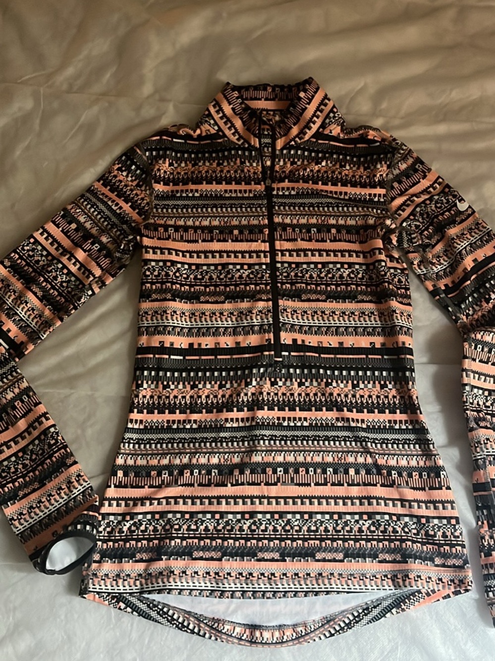 Nike Peach and Black Half-Zip Ski Jacket
